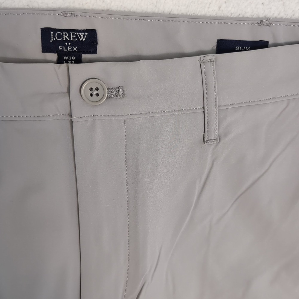 NEW J Crew Slim Fit Tech Pant Flat Front Moon Gray Mens 38/32 (40"X32") Stretchy